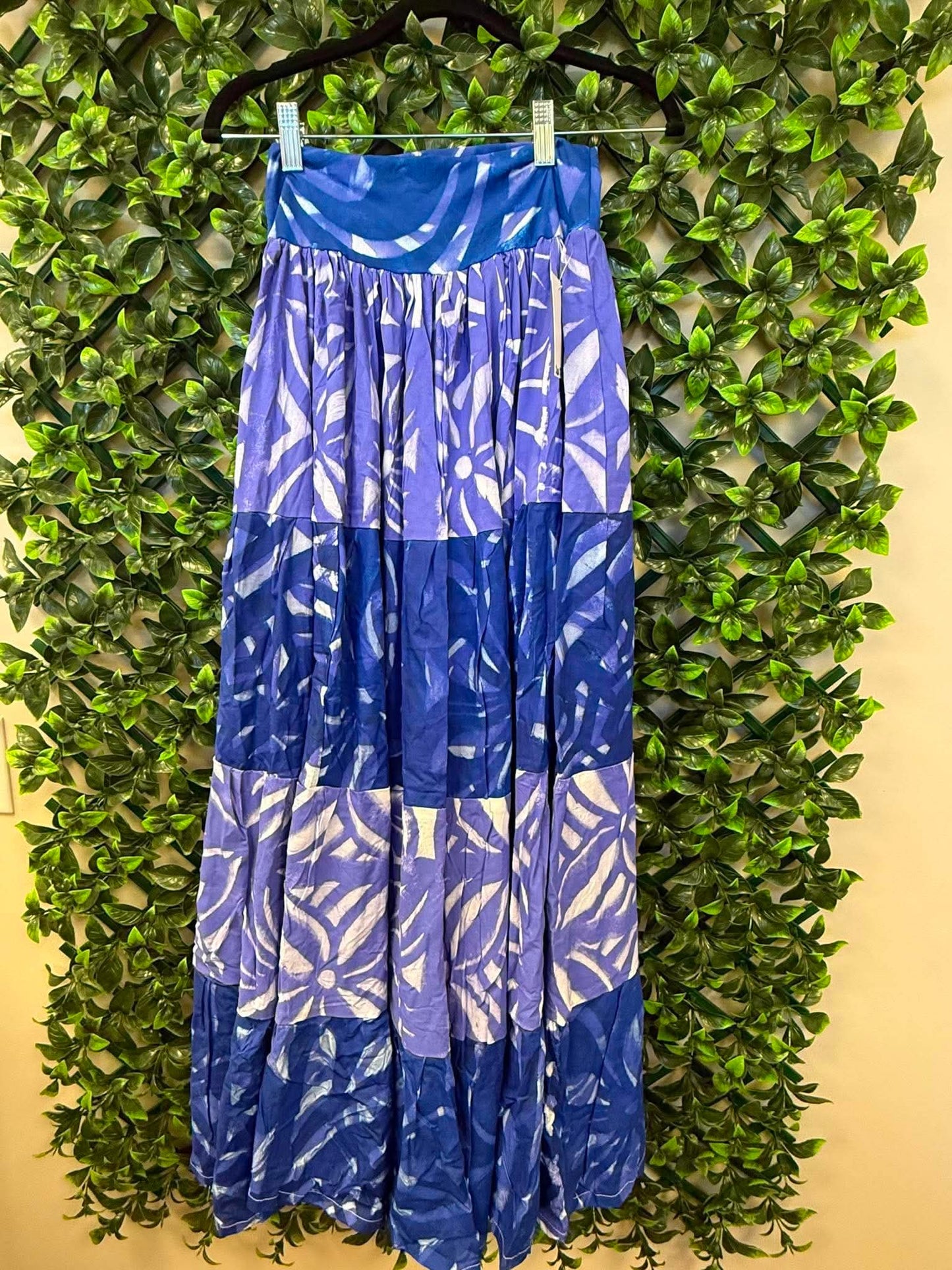 Galu Alofa "Wave Of Love" Tiered Maxi Skirt – Royal Blue & Ocean Blue (Size 12)
