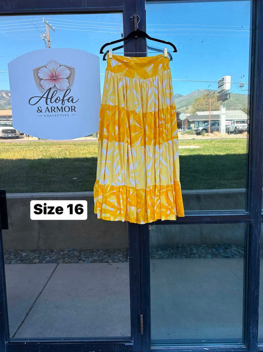 Galu Alofa "Wave Of Love" Tiered Maxi Skirt – Marigold & Lemon (Size 16)