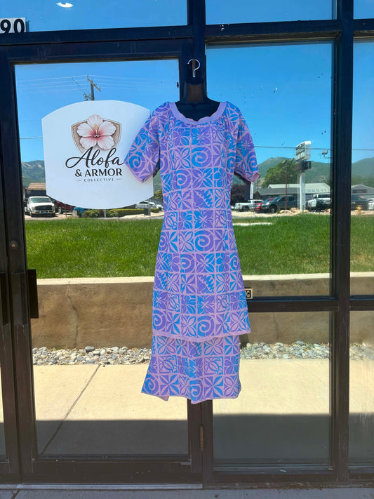 (Size 22) Le Lalelei Puletasi: The Beauty Collection – Lavender, Purple & Blue Geometric