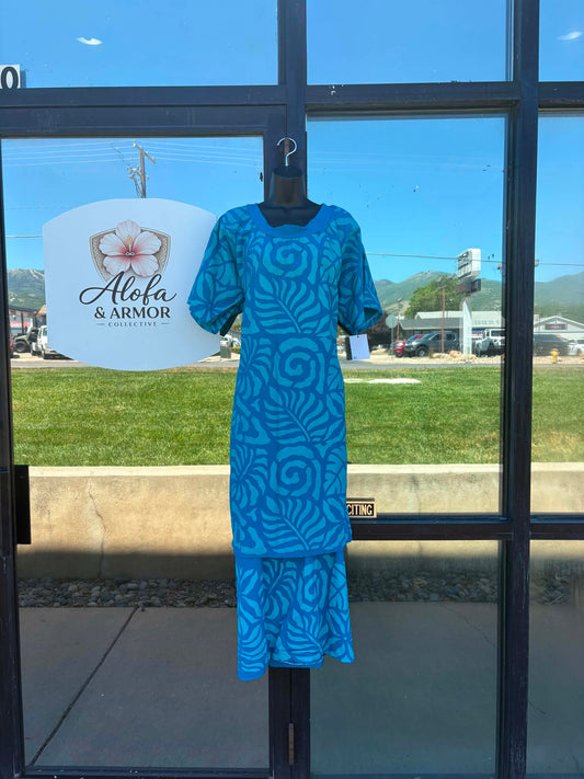 (Size 28) Le Lalelei Puletasi: The Beauty Collection – Ocean Blue & Teal