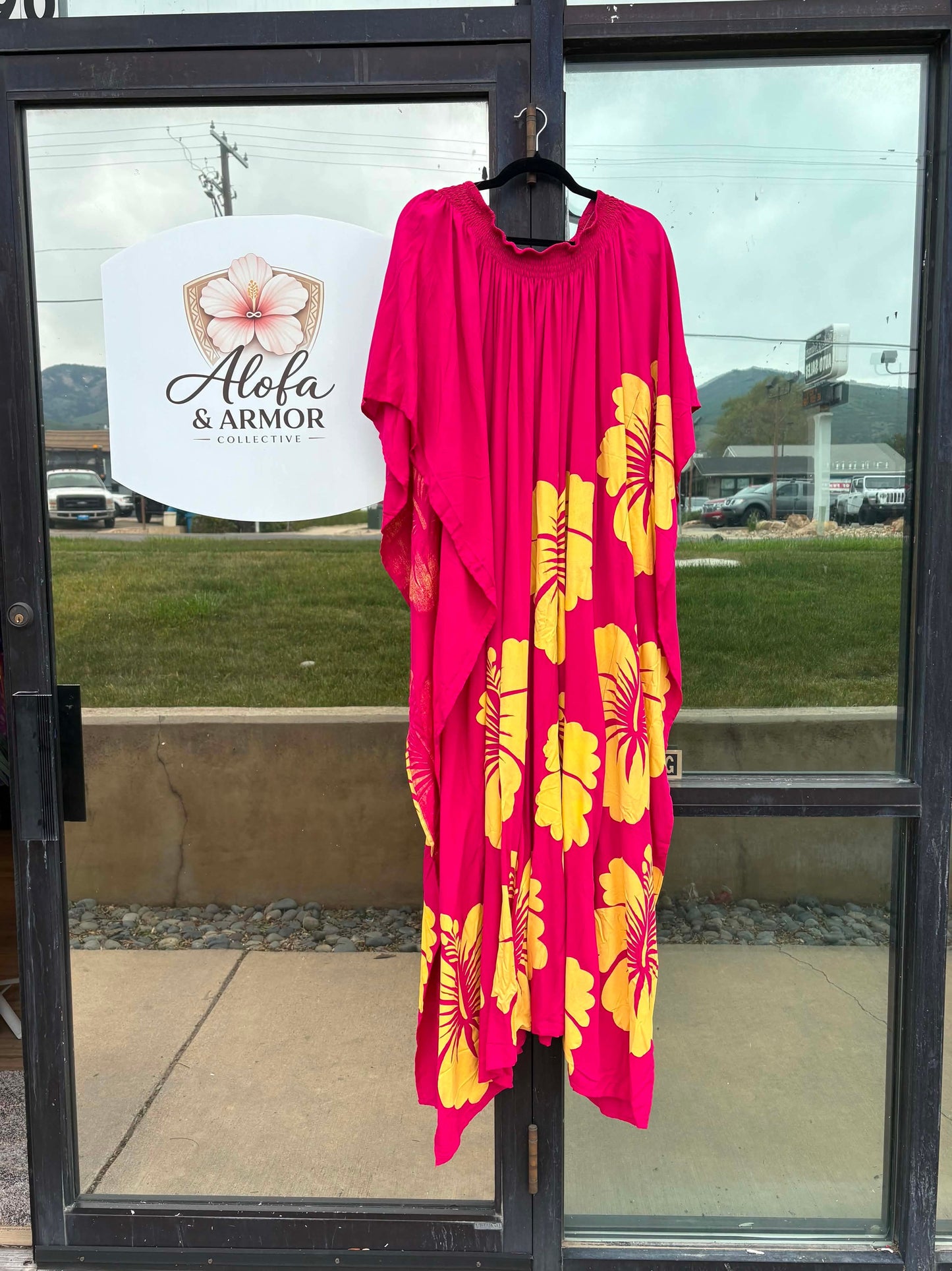 Galu Alofa Luxurious Gathered Kaftan Maxi Dress – Magenta & Marigold (24/26)