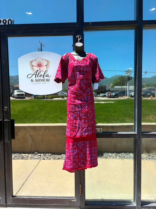 (Size 20) Le Lalelei Puletasi: The Beauty Collection – Deep Magenta & Dusty Purple