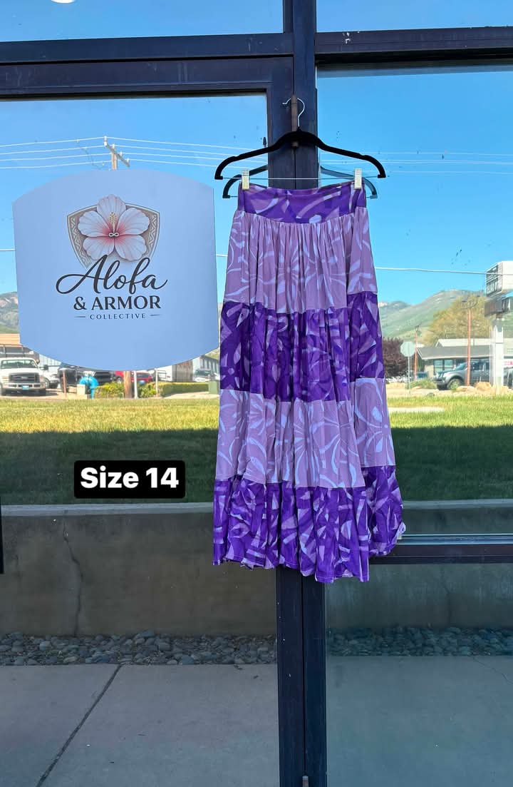 Galu Alofa "Wave Of Love" Tiered Maxi Skirt – Orchid & Lavender (Size 14)
