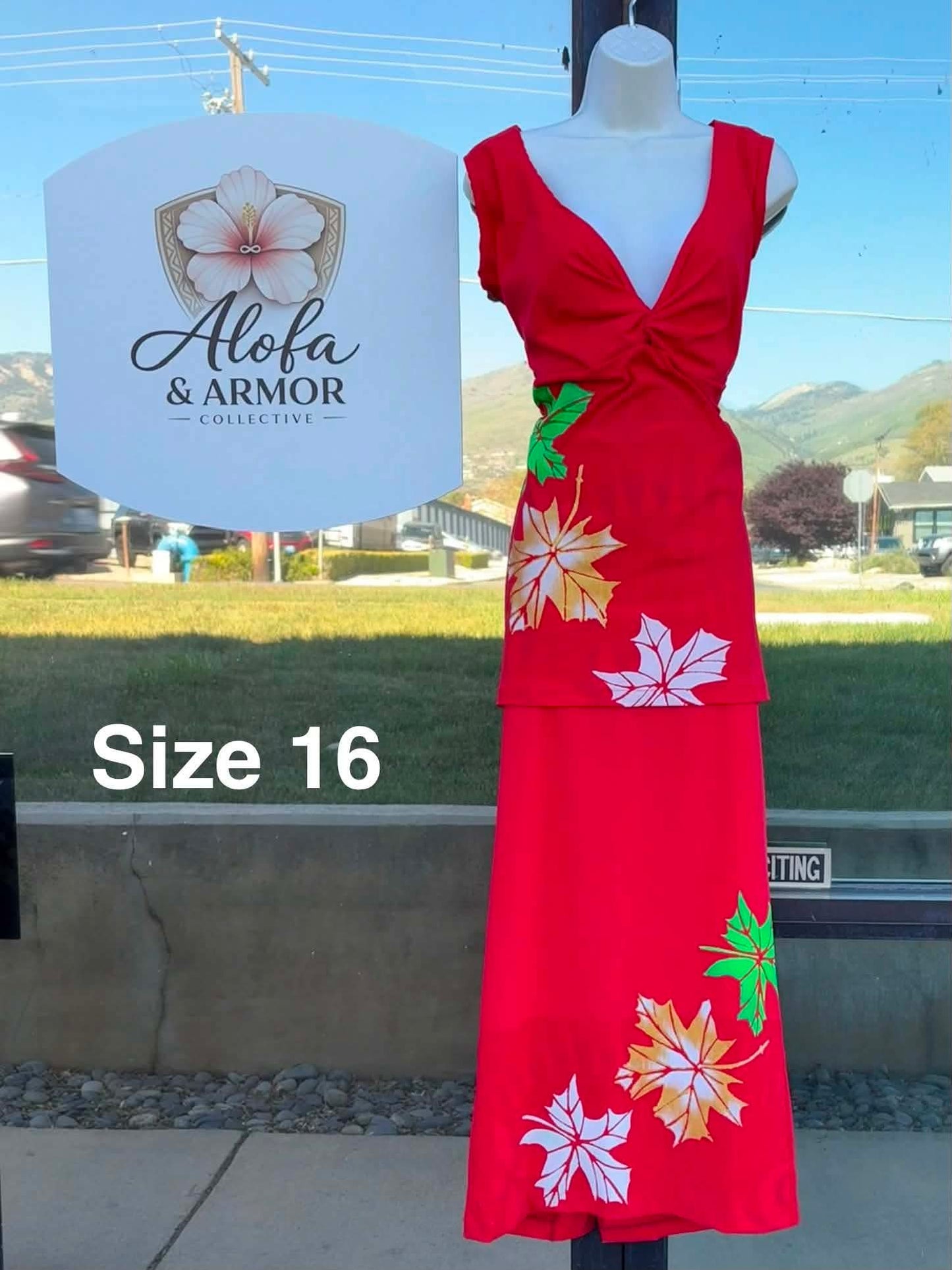 Le Lalelei Puletasi: The Beauty Collection – Crimson Red (Size 16)