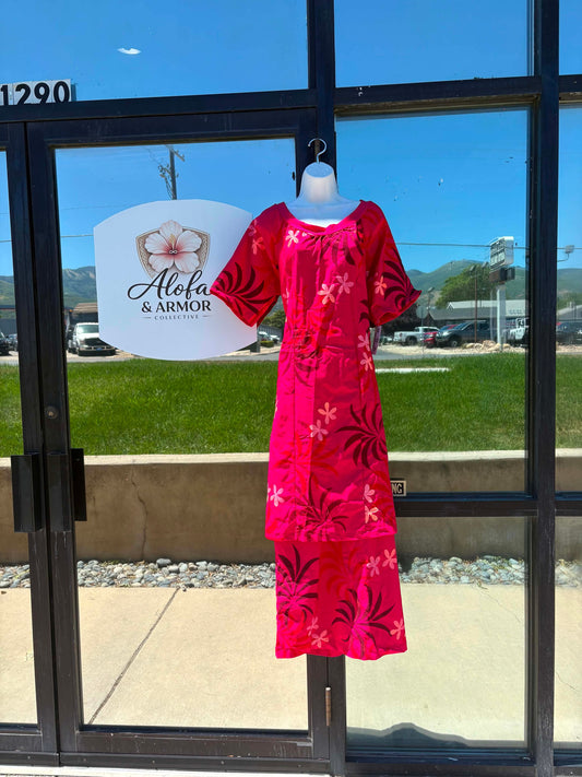 (Size 22) Le Lalelei Puletasi: The Beauty Collection – Magenta Purple with Plum & Soft Pink Accents